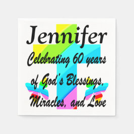 60. PERSONALISIERTER CHRISTLICHER RAINBOW-KREUZ NA SERVIETTE