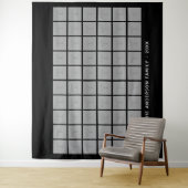 60 Quadrat FotoCollage mit Text - schwarz Wandteppich (Beispiel)