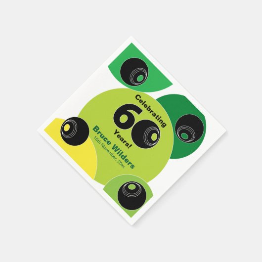 60. Rasen Bowls Barefoot Bowling Birthday Party Serviette (Ecke)