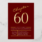 60 Red 60. Geburtstagsparty Gold Folieneinladung (Vorderseite)