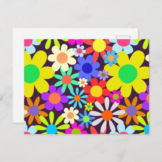 60 Retro Country Floral Daisy Field Postkarte (Vorne/Hinten)