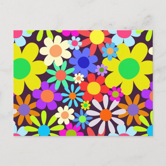 60 Retro Country Floral Daisy Field Postkarte (Vorderseite)