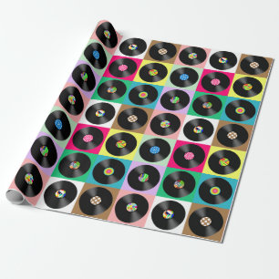 60 Retro Vintager Vinyl Record Pop Art Geschenkpapier