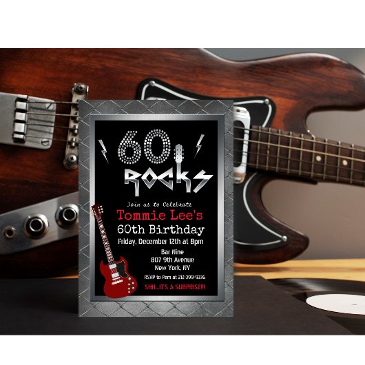 60 Rocks Rockstar Gitarre 60. Geburtstag Einladung