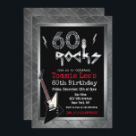 60 Rocks Rockstar Gitarre 60. Geburtstag Einladung<br><div class="desc">60 Rocks Rockstar Electric Gitarre Metal Metallic Silber Glitzer 60. Überraschung Geburtstagsfeier Einladung</div>