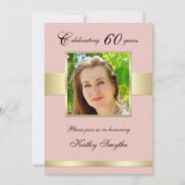 60. Rose Gold Foto Geburtstagsparty Einladung (Vorderseite)