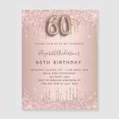 60. Rose Gold Glitzer Einladungsmagnet Magnetkarte (Vorderseite)