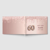 60. Rose Gold Glitzer Monogramm Name Gästebuch (Voll)