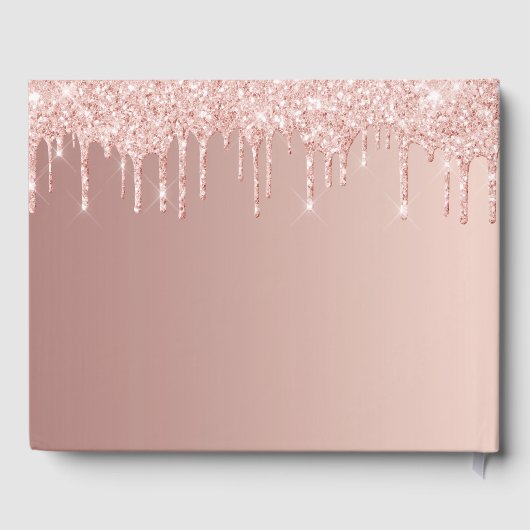 60. Rose Gold Glitzer Monogramm Name Gästebuch (Rückseite)