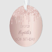 60. Rose Goldbarren Rosa Tropfen Ornament (Vorderseite)