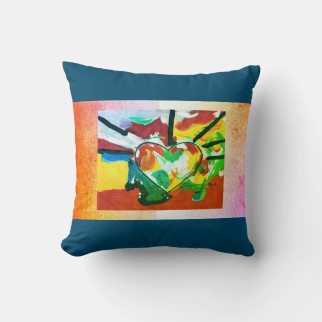 60"s Peter Max Kunstherz Pillow Kissen (Vorderseite)