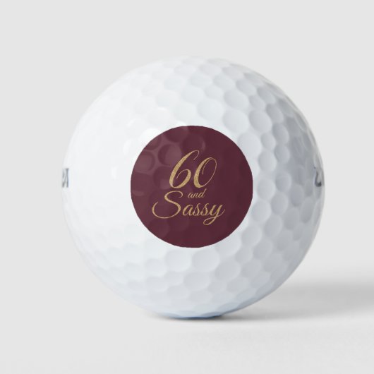 60 Sassy Burgundy Gold Glitzer 60. Geburtstagsgesc Golfball (Vorderseite)