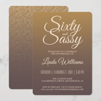 60 Sassy Gold Burgund Ombre 60. Geburtstagsparty Einladung