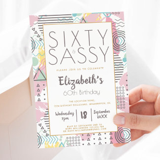 60 & Sassy Pink 1980er Retro 60. Geburtstag Einladung