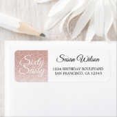 60 Sassy Pink Glitzer 60. Geburtstag Rücksendeadre (Insitu)