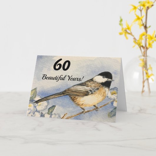 60 Schöne Jahre 60. Geburtstag Chickadee Karte (Gelbe Blume)