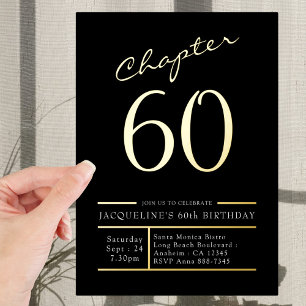 60 Schwarz 60. Geburtstagsfeier Gold Folieneinladung