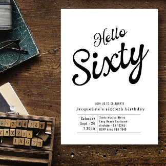 60 Schwarz-weiß-moderne 60. Geburtstagsfeier Einladung