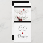 60. Schwarz-weißer Champagner elegant Einladung (Vorne/Hinten)