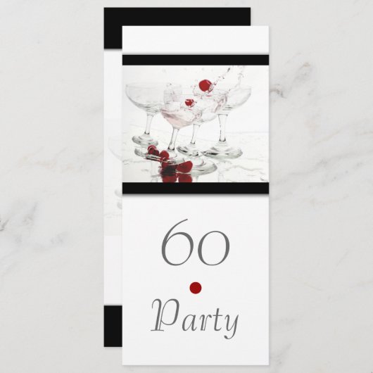 60. Schwarz-weißer Champagner elegant Einladung (Vorne/Hinten)