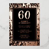 60. Schwarze Rose Gold Foto auf Back Custom Templa Folieneinladung (Vorderseite)