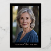 60. Schwarze Rose Gold Foto auf Back Custom Templa Folieneinladung (Rückseite)