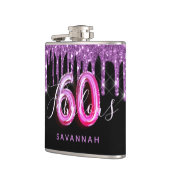 60 Schwarzer lila Glitzer zum Geburtstag Flachmann (Links)