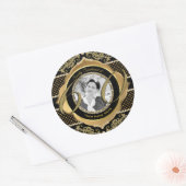 60. Sechzigjähriges Gold Diamond Schwarzes Foto Ra Runder Aufkleber (Umschlag)