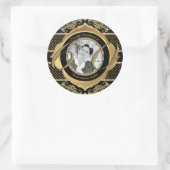 60. Sechzigjähriges Gold Diamond Schwarzes Foto Ra Runder Aufkleber (Tasche)