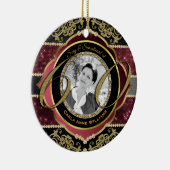 60. Sechzigjähriges Gold-Ruby-Diamonds-Foto Keramik Ornament (Rechts)