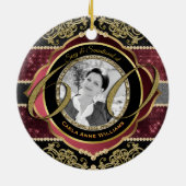 60. Sechzigjähriges Gold-Ruby-Diamonds-Foto Keramik Ornament (Hinten)