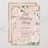 60. Sechzigste 60. Geburtstag Pink Floral Einladung (Vorne/Hinten)