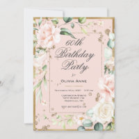 60. Sechzigste 60. Geburtstag Pink Floral