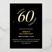 60 sehen gut aus 60. Geburtstag Gold Folieneinladung (Vorderseite)