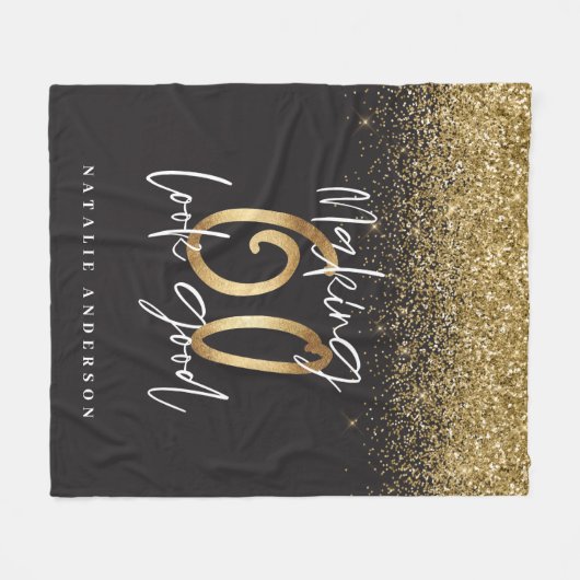 60 sehen gut aus, schwarzer Glitzer Fleecedecke (Vorderseite (Horizontal))