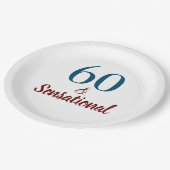 60 & Sensational Birthday Party Pappteller (Schrägansicht)