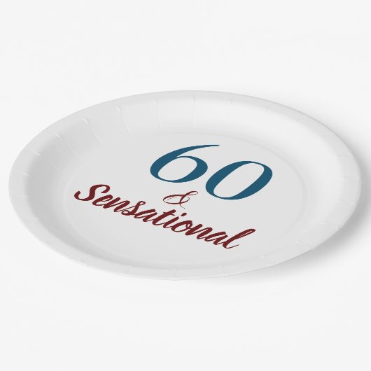 60 & Sensational Birthday Party Pappteller (Schrägansicht)