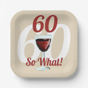 60 So was Funny Red Wine 60. Geburtstag Pappteller
