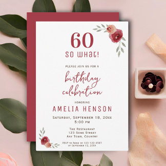 60 so was Funny Rote Rose 60. Geburtstagsparty Einladung