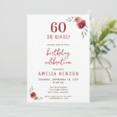 60 so what Funny Red Rose 60th Birthday Party Einladung (Stehend Vorderseite)