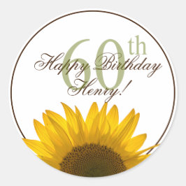 60. Sonnenblume Geburtstag Runder Aufkleber