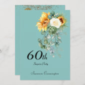 60. Sonnenblumen Überraschung Geburtstagsparty Ein Einladung (Vorne/Hinten)