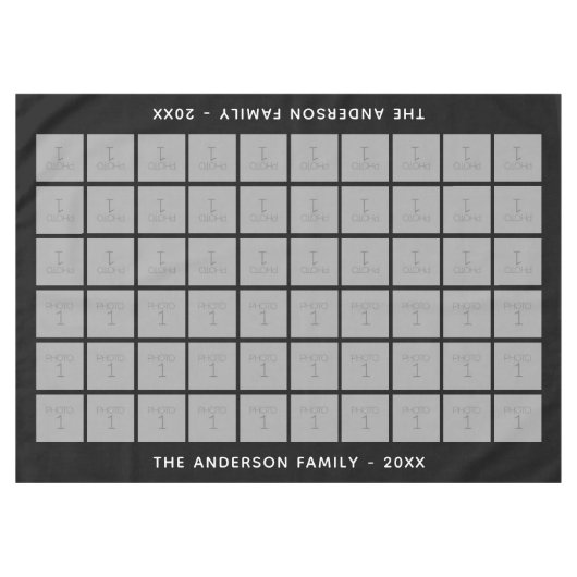 60 Square FotoCollage mit einfachem Text - schwarz Tischdecke (Vorderseite (Horizontal))