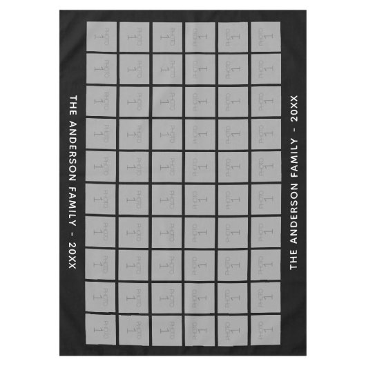 60 Square FotoCollage mit einfachem Text - schwarz Tischdecke (Vorderseite)