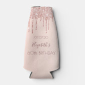 60 th birthday blush rose gold glitter drips flaschenkühler (Vorderseite)