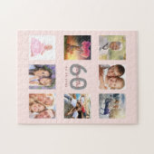60 th birthday custom foto rose gold blush pink puzzle (Horizontal)