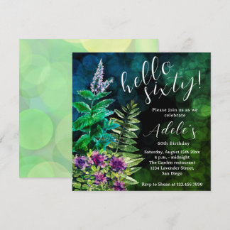 60 th birthday wild herbs watercolor einladung