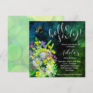 60 th birthday wildflower watercolor  einladung