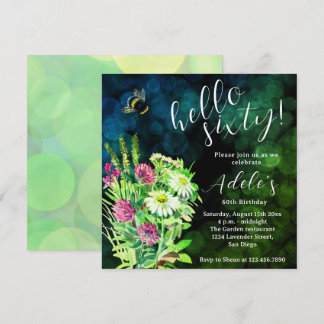 60 th birthday wildflower watercolor  einladung