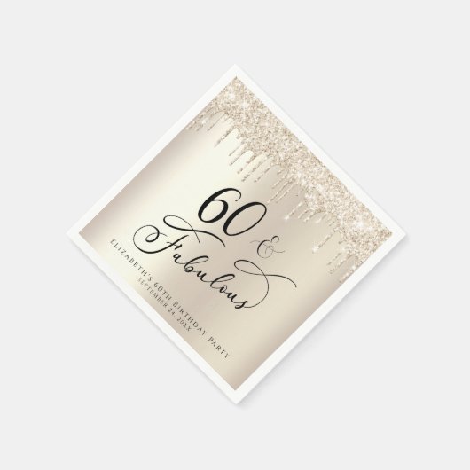 60 tolle Glitzer Gold Custom Birthday Party Serviette (Ecke)